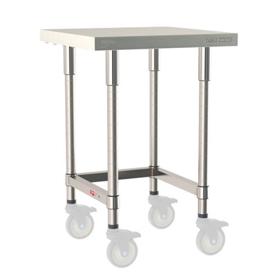 InterMetro Industries TWM2424SU-304-S TableWorx Mobile-Ready 24" x 24 " - 304 Surface - Stainless Steel 3-Sided Frame - All Stainless Steel Finish