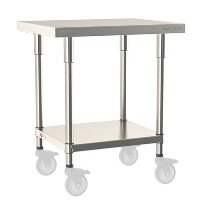 InterMetro Industries TWM2430FS-304-S TableWorx Mobile-Ready 24" x 30 " - 304 Surface - Stainless Steel Under Shelf - All Stainless Steel Finish