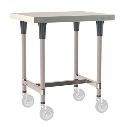 InterMetro Industries TWM2430SI-304-K TableWorx Mobile-Ready 24" x 30 " - 304 Surface - Stainless Steel I-Frame - Metroseal Gray Epoxy Coated Legs and Polymer Leg Mounts