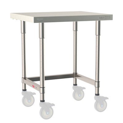 InterMetro Industries TWM2430SU-304-S TableWorx Mobile-Ready 24" x 30 " - 304 Surface - Stainless Steel 3-Sided Frame - All Stainless Steel Finish