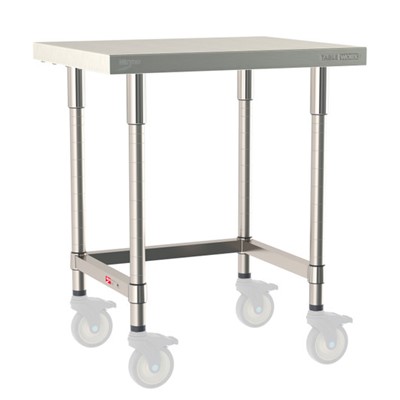 InterMetro Industries TWM2430SU-316-S TableWorx Mobile-Ready 24" x 30 " - 316 Surface - Stainless Steel 3-Sided Frame - All Stainless Steel Finish