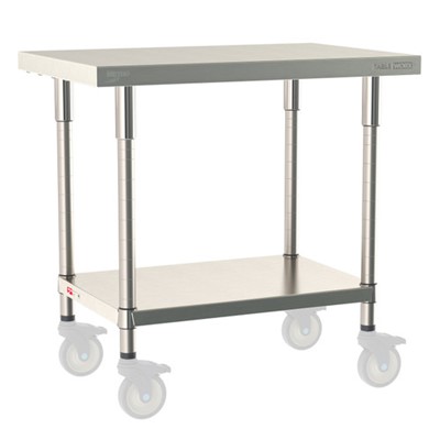 InterMetro Industries TWM2436FS-316-S TableWorx Mobile-Ready 24" x 36 " - 316 Surface - Stainless Steel Under Shelf - All Stainless Steel Finish