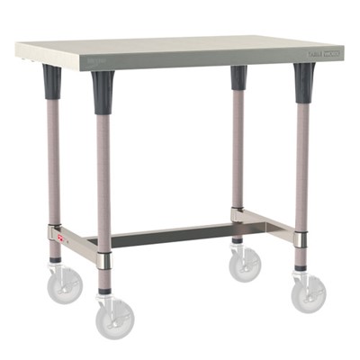 InterMetro Industries TWM2436SI-304-K TableWorx Mobile-Ready 24" x 36 " - 304 Surface - Stainless Steel I-Frame - Metroseal Gray Epoxy Coated Legs and Polymer Leg Mounts