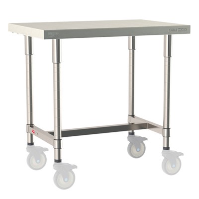 InterMetro Industries TWM2436SI-304-S TableWorx Mobile-Ready 24" x 36 " - 304 Surface - Stainless Steel I-Frame - All Stainless Steel Finish