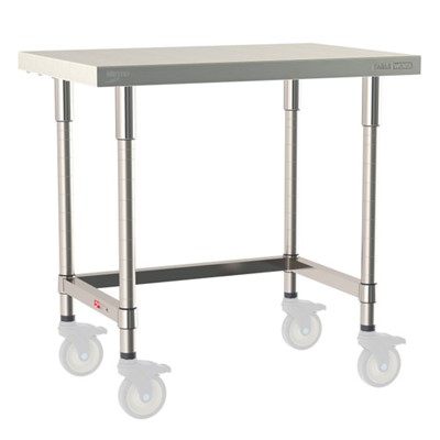 InterMetro Industries TWM2436SU-304-S TableWorx Mobile-Ready 24" x 36 " - 304 Surface - Stainless Steel 3-Sided Frame - All Stainless Steel Finish