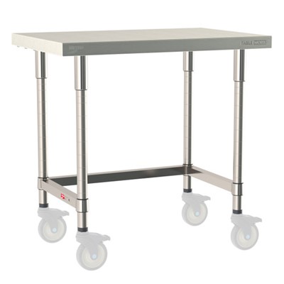 InterMetro Industries TWM2436SU-316-S TableWorx Mobile-Ready 24" x 36 " - 316 Surface - Stainless Steel 3-Sided Frame - All Stainless Steel Finish
