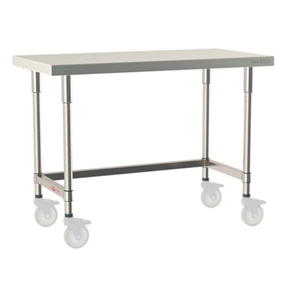 InterMetro Industries TWM2448SU-304-S TableWorx Mobile-Ready 24" x 48 " - 304 Surface - Stainless Steel 3-Sided Frame - All Stainless Steel Finish