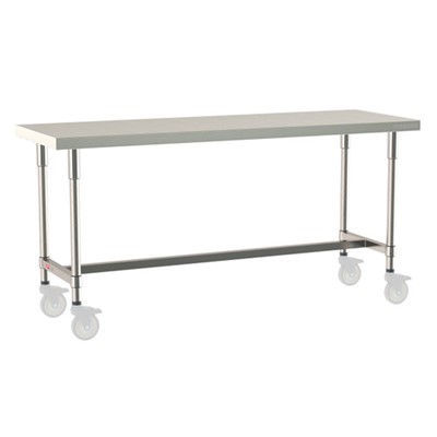 InterMetro Industries TWM2472SI-316-S TableWorx Mobile-Ready 24" x 72 " - 316 Surface - Stainless Steel I-Frame - All Stainless Steel Finish