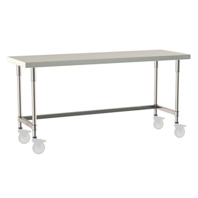 InterMetro Industries TWM2472SU-304-S TableWorx Mobile-Ready 24" x 72 " - 304 Surface - Stainless Steel 3-Sided Frame - All Stainless Steel Finish