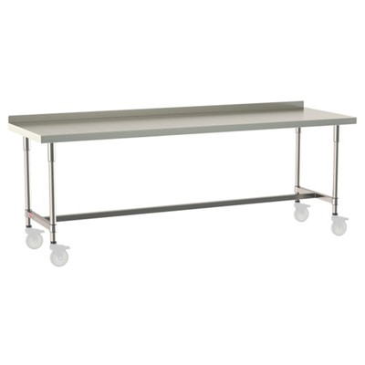 InterMetro Industries TWM3096SI-304B-S TableWorx Mobile-Ready 30" x 96 " - 304 Surface with Backsplash - Stainless Steel I-Frame - All Stainless Steel Finish