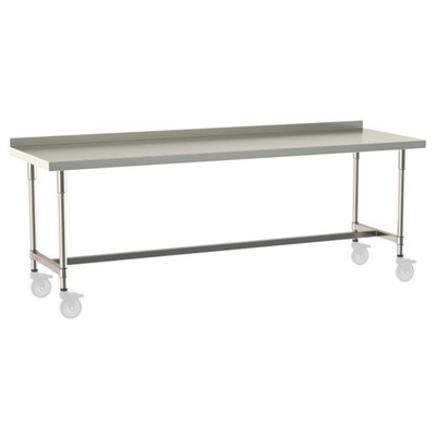 InterMetro Industries TWM3096SI-316B-S TableWorx Mobile-Ready 30" x 96 " - 316 Surface with Backsplash - Stainless Steel I-Frame - All Stainless Steel Finish