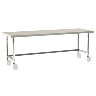 InterMetro Industries TWM3096SU-304-S TableWorx Mobile-Ready 30" x 96 " - 304 Surface - Stainless Steel 3-Sided Frame - All Stainless Steel Finish