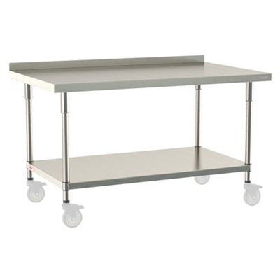 InterMetro Industries TWM3660FS-304B-S TableWorx Mobile-Ready 36" x 60 " - 304 Surface with Backsplash - Stainless Steel Under Shelf - All Stainless Steel Finish