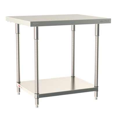 InterMetro Industries TWS3036FS-304-S TableWorx Stationary 30" x 36 " - 304 Surface - Stainless Steel Under Shelf - All Stainless Steel Finish