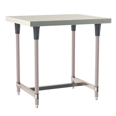 InterMetro Industries TWS3036SI-304-K TableWorx Stationary 30" x 36 " - 304 Surface - Stainless Steel I-Frame - Metroseal Gray Epoxy Coated Legs and Polymer Leg Mounts