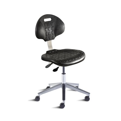 Biofit UUA-L-RC-T-XF-XA-C - UniqueU Series Chair - 16" - 21" - Chrome Plated - Black Polyurethane