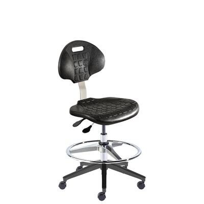 Biofit UUR-H-RC-T-AFP-XA-C - UniqueU Series Chair w/22"  adjustable Footring - 21" - 31" - Chrome Plated - Black Polyurethane