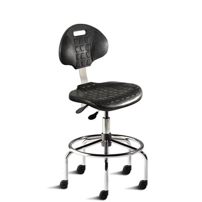Biofit UUS-H-RC-T-XF-XA-C - UniqueU Series Chair w/21" Fixed Footring - 24" - 31" - Chrome Plated - Black Polyurethane