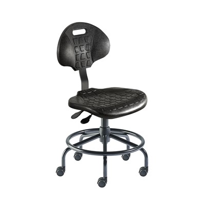 Biofit UUS-L-RC-T-XF-XA-06 - UniqueU Series Chair w/21" Fixed Footring - 17" - 21" - Black Powder Coated - Black Polyurethane