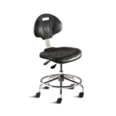 Biofit UUS-L-RC-T-XF-XA-C - UniqueU Series Chair w/21" Fixed Footring - 17" - 21" - Chrome Plated - Black Polyurethane