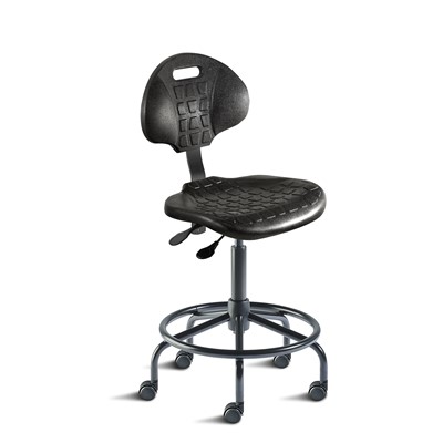 Biofit UUS-M-RC-T-XF-XA-06 - UniqueU Series Chair w/21" Fixed Footring - 20" - 27" - Black Powder Coated - Black Polyurethane