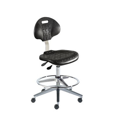 Biofit UUW-M-RC-T-AFP-XA-C - UniqueU Series Chair w/22"  adjustable Footring - 18" - 25" - Chrome Plated - Black Polyurethane