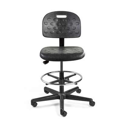 Bevco V7507HC-BK - BREVA Value-Line Poly V7 Series Ergonomic Pneumatic Chair - Polyurethane - 22.25"-32" - Hard Floor Casters - Black