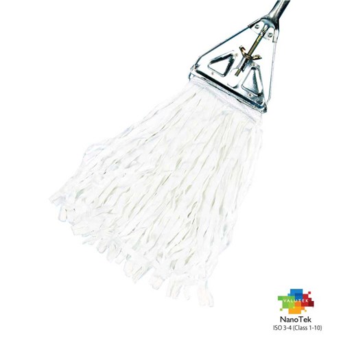 Valutek VTCRMOP-716 - NanoTek Tubular Polyester Cleanroom Floor Mop Head - 7" x 16" - 15 Bags/Case