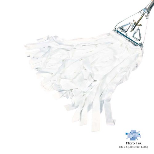 Valutek VTPNWMOP-716 - MicroTek Polyester Cleanroom Floor Mop Head - 7" x 16" - White - 20 Bags/Case