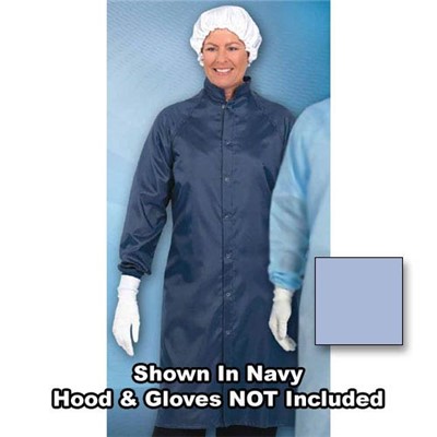 Worklon LD-100 Polyester Taffeta Cleanroom Raglan Sleeve Frock - Snap - Blue