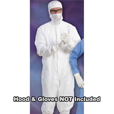 Worklon HD-10 Maxima High-Density Cleanroom Raglan Sleeve Coverall - Zippered - White
