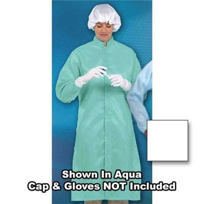 Worklon 478-4X - LD-100 Polyester Taffeta Cleanroom Set-In Sleeve Frock - Snap - 4X-Large - White