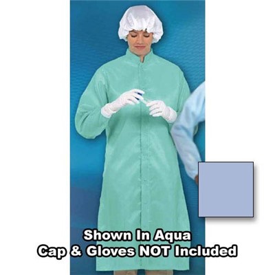 Worklon 470-S - LD-100 Polyester Taffeta Cleanroom Set-In Sleeve Frock - Snap - Small - Blue