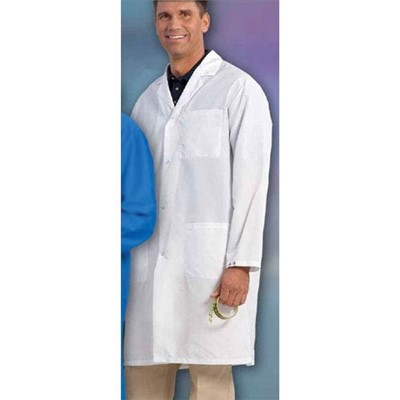 Worklon SC-3 Burlington C3 Knee Length ESD Lab Coat - Snap - 99% Polyester/1% Carbon Yarn - White