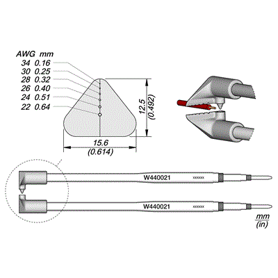 JBC Tools W440021 Cartridges AWG  34 to 22