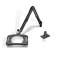 O.C. White 81300-4-CM Green-Lite - ESD-Safe - Rectangle LED Magnifier - 2x (4-Diopter) - 30" -Screw Down Base - Charcoal Mist