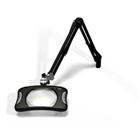 O.C. White 81600-4-B Green-Lite - ESD-Safe - Rectangle LED Magnifier - 2x (4-Diopter) - 30" -Weighted Base - Carbon Black