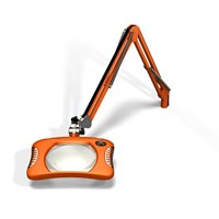 O.C. White 81600-4-BO Green-Lite - ESD-Safe - Rectangle LED Magnifier - 2x (4-Diopter) - 30" -Weighted Base - Brilliant Orange