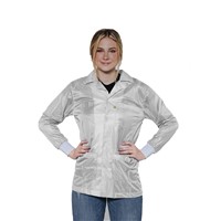 Transforming Technologies JKC 9021WH - 9010 Series ESD Lab Jacket - Collared - Knit Cuff - White - X-Small