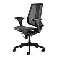 Bevco M6077V Modern Mesh Chair - Contoured Backrest With Lumbar Support - Seat Slider - Adjustable Arms - All-Purpose Casters - 18.75"-22.25" Seat Height Adj.- Black