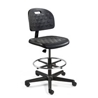Bevco V7507HC-BK - BREVA Value-Line Poly V7 Series Ergonomic Pneumatic Chair - Polyurethane - 22.25"-32" - Hard Floor Casters - Black