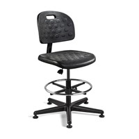 Bevco V7507MG-BK - BREVA Value-Line Poly V7 Series Ergonomic Pneumatic Chair - Polyurethane - 21.25"-32" - Mushroom Glides - Black